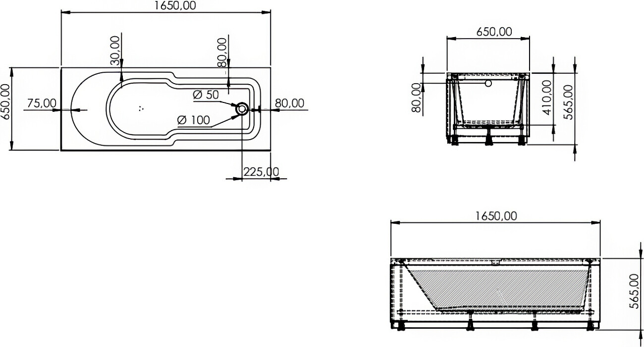 Ванна акриловая 65х165 см белая Artemis Flora 10110300601028 - изображение 9