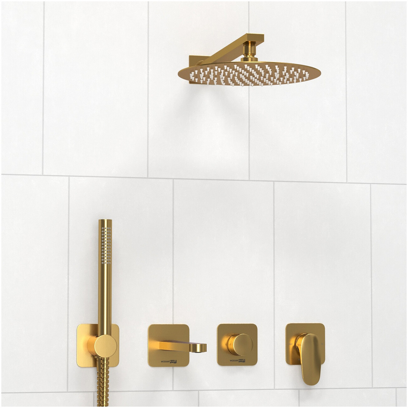 Душевой комплект с верхним душем и смесителем золото Wasserkraft A3651.283.284.180.259.285.194.286 - изображение 5