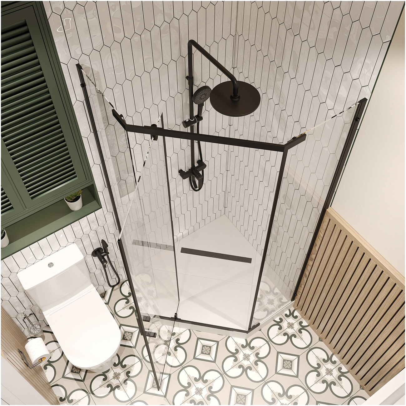 Душевой уголок 90х90 см черный, прозрачный Diwo "Казань" Щ0000067280 - изображение 5