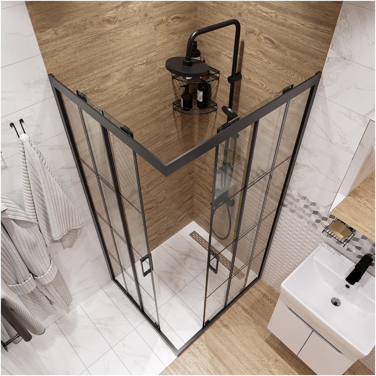 Душевой уголок прямоугольный 80х90 см черный Diwo "Киров" - изображение 5