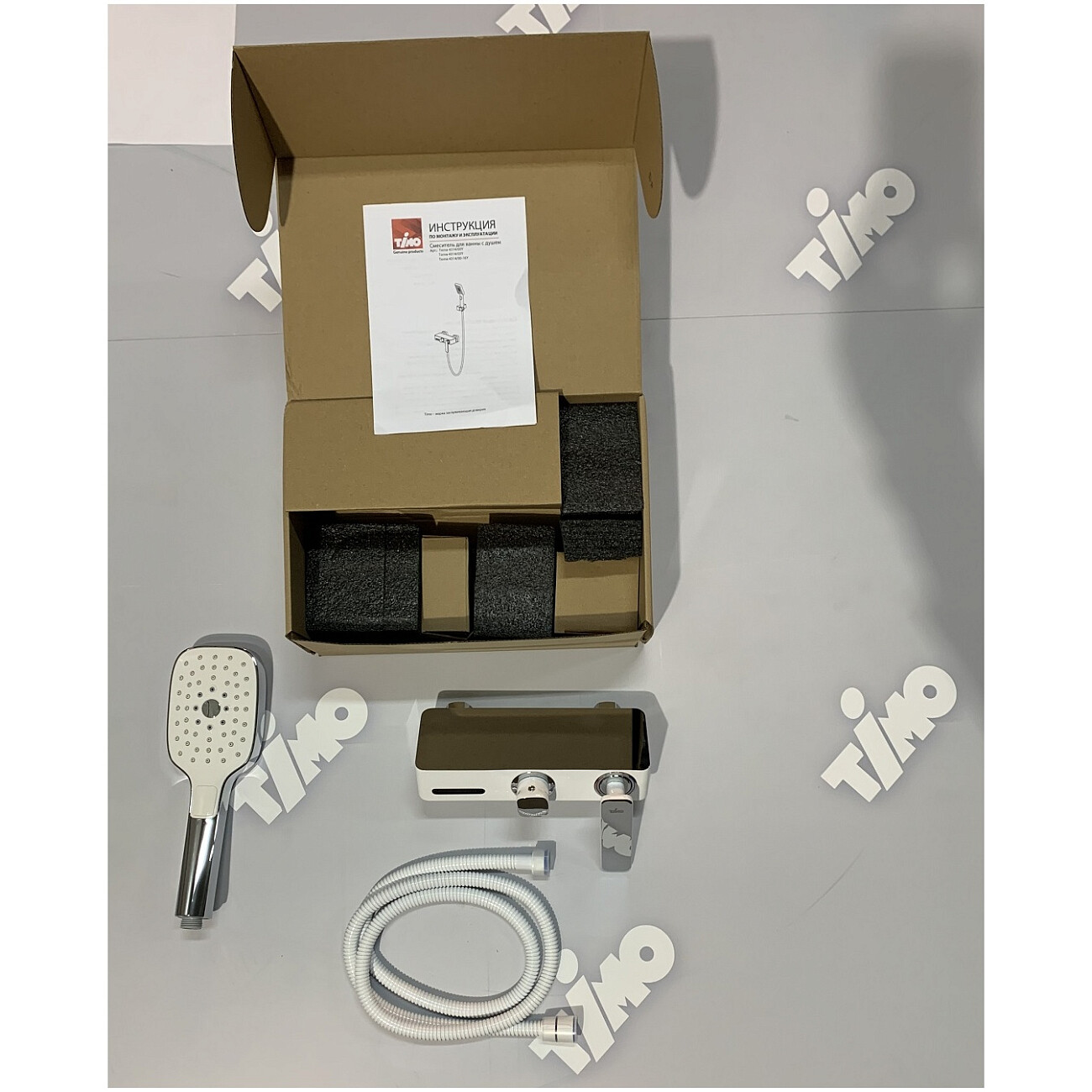 Душевая стойка с держателем и смесителем белая, хром Timo Torne 4314-00-16Y - изображение 2