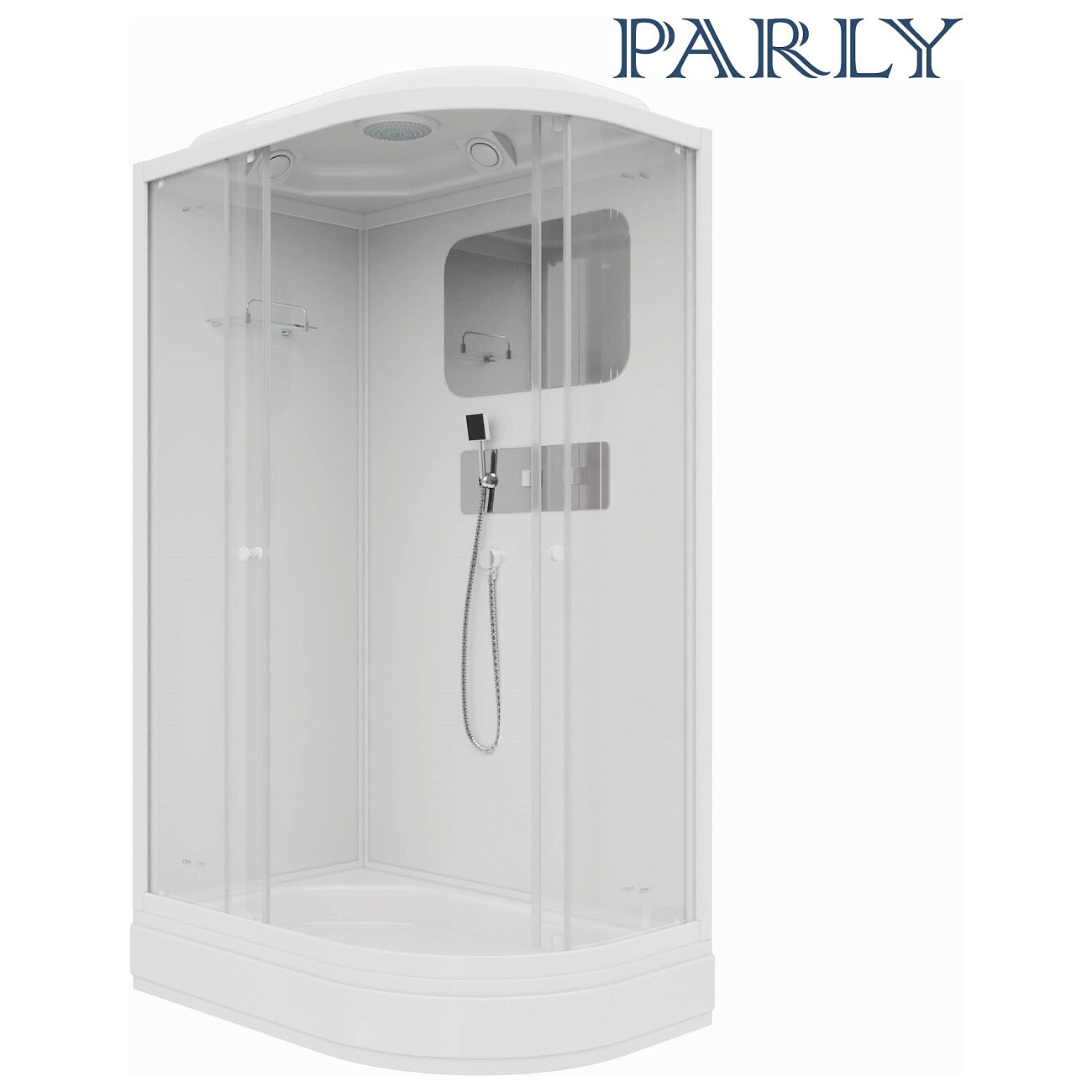 Душевая кабина ассиметричная левая со средним поддоном 80х120 см белая Parly BMM120L - изображение 9
