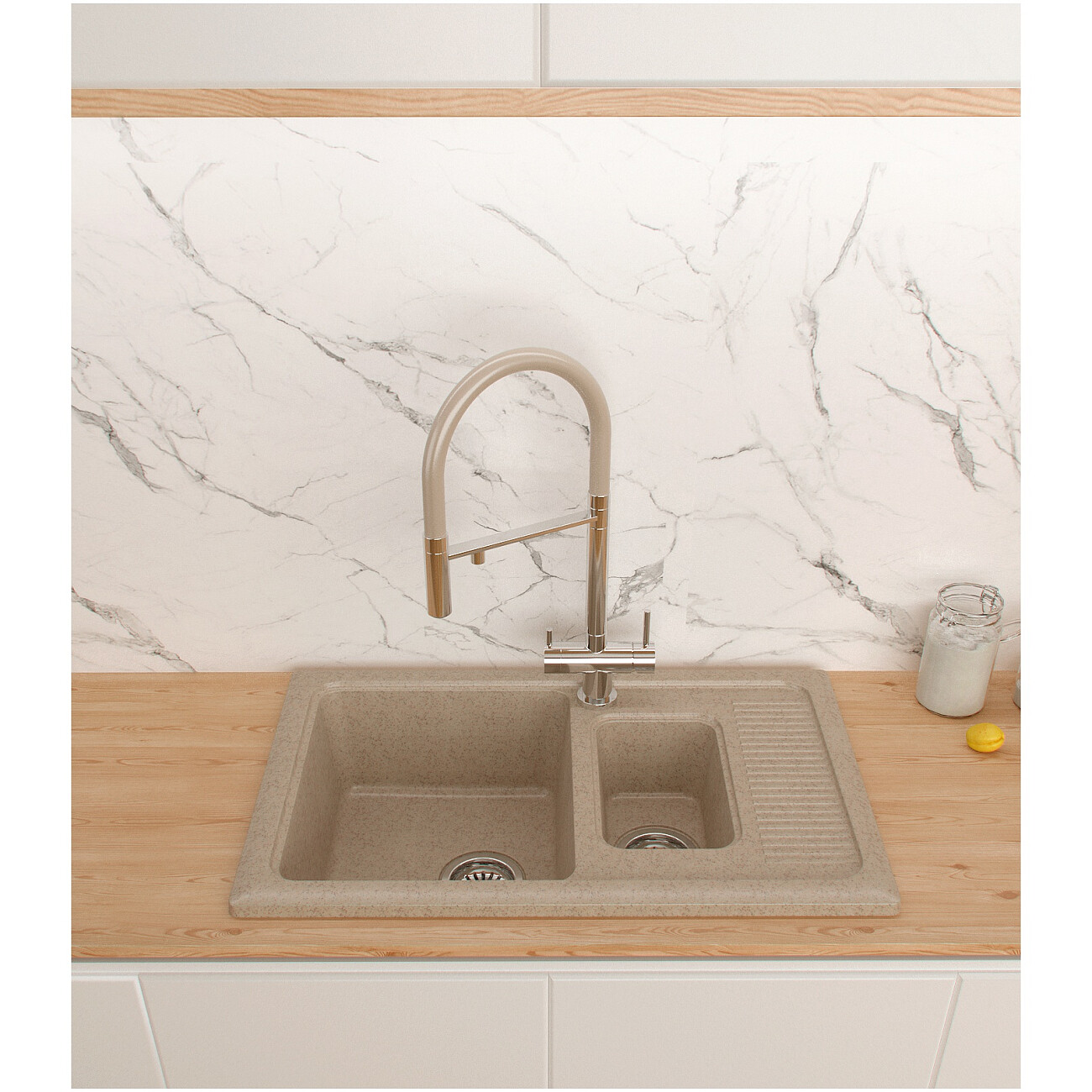 Мойка кухонная бежевая Domaci "Парма" 77-49-800 - изображение 6