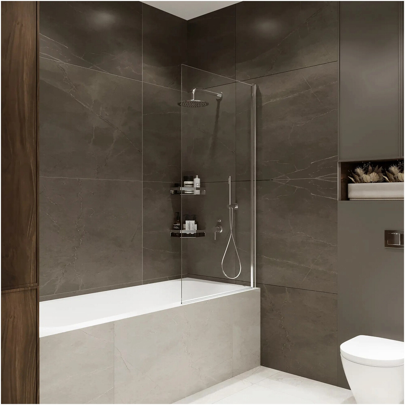 Душевая штора на ванну стеклянная 70х150 см хром Reflection Slider RX15070CCR-24 - изображение 2