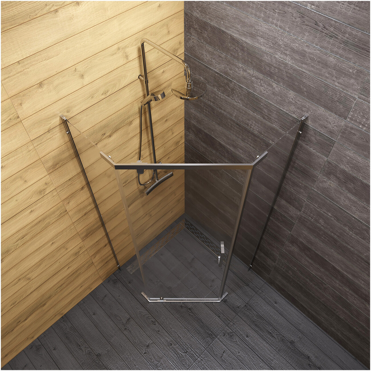 Душевой уголок 100х100 см прозрачный, хром Diwo "Казань" Щ0000067282 - изображение 7