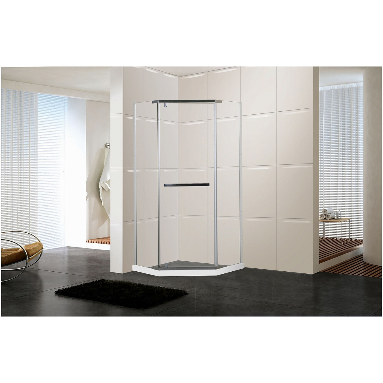 Душевой уголок пятиугольный 100x100 см хром Cerutti SPA Chika ZP101T - изображение 7