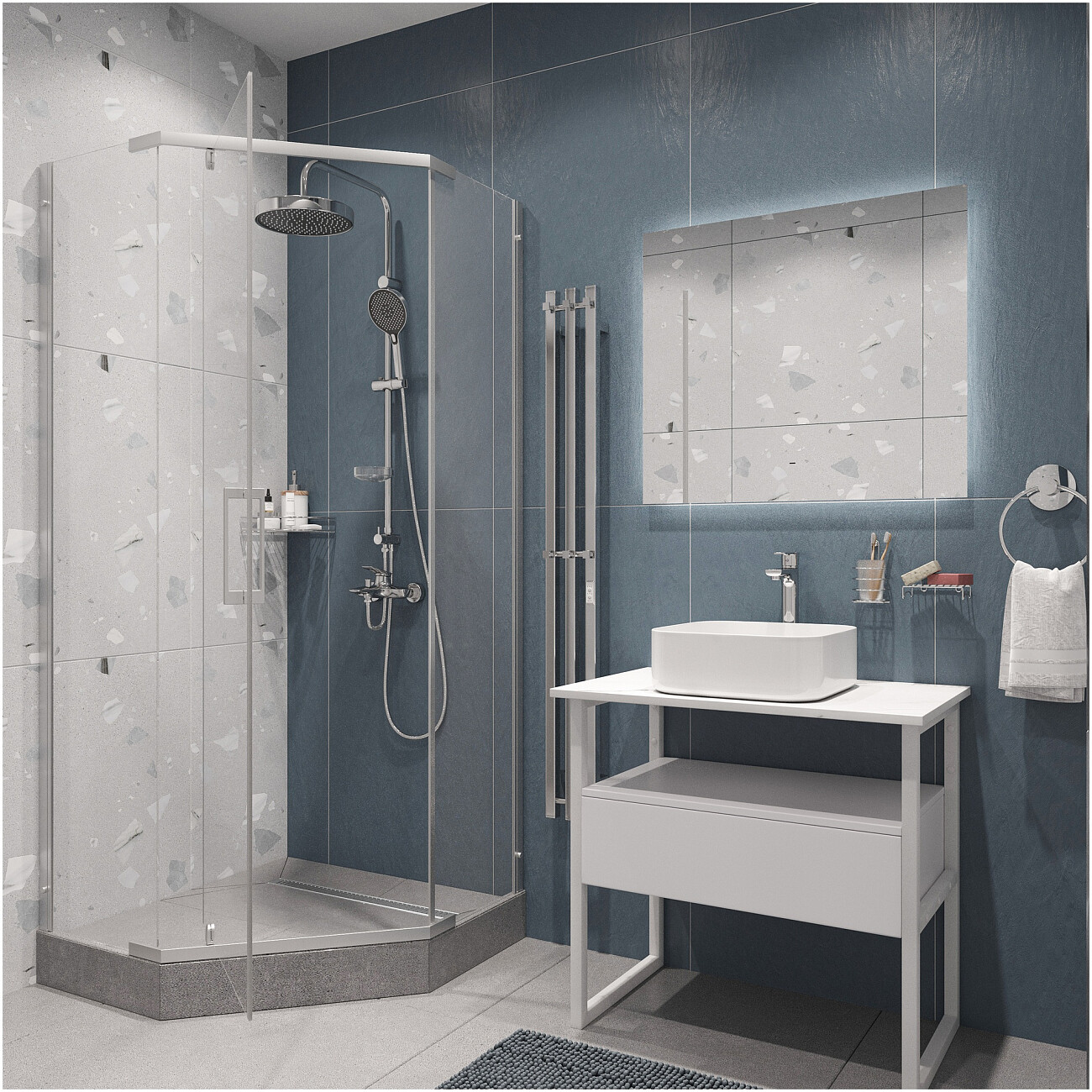 Душевая стойка с верхним душем хром Stworki "Молде" S23180CR - изображение 7