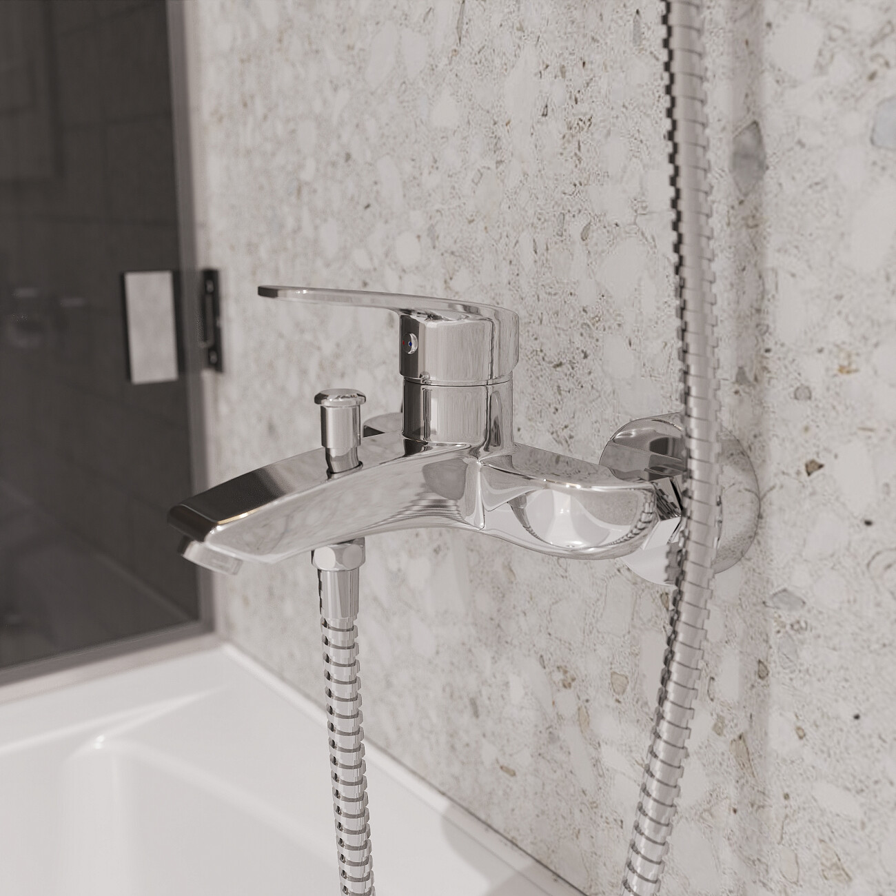 Смеситель для ванны с душем хром Mega Mercan MG-SER103 - изображение 5