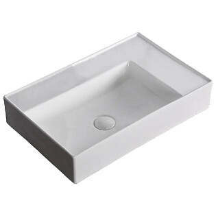 Раковина накладная керамическая прямоугольная с отверстием под смеситель белая Cerutti SPA CR0017