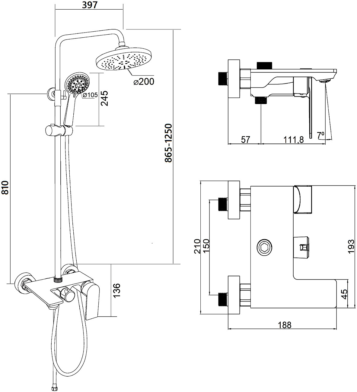 Душевая стойка с верхним душем и смесителем хром Stworki "Кронборг" KR-03cr - изображение 3