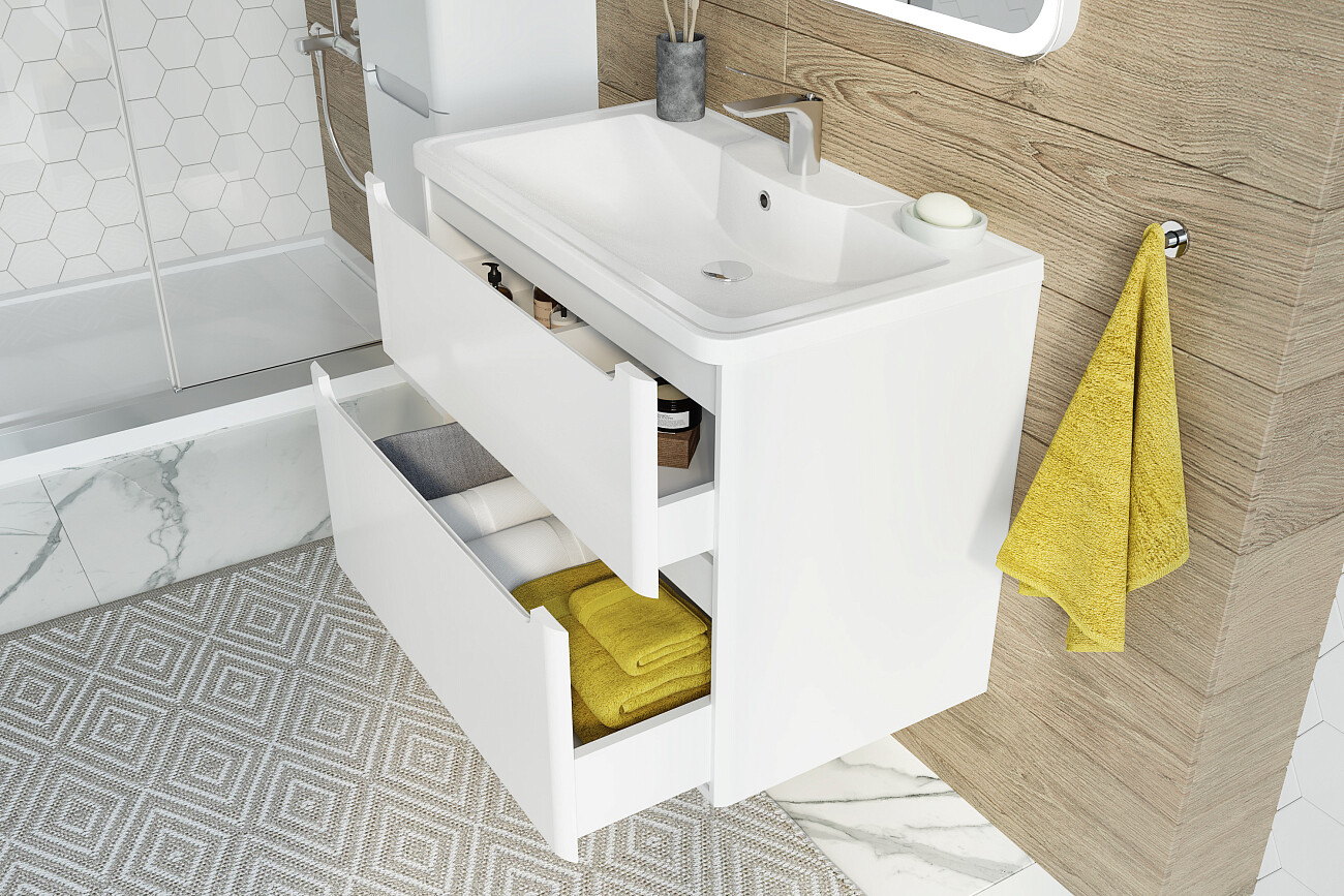 Раковина мебельная из искусственного камня 80 см белая Stworki Adel - изображение 5