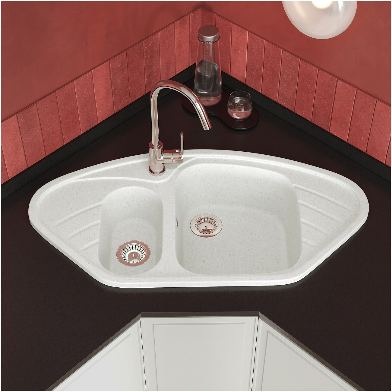 Мойка кухонная белая Domaci "Болонья" М-23-001 - изображение 7