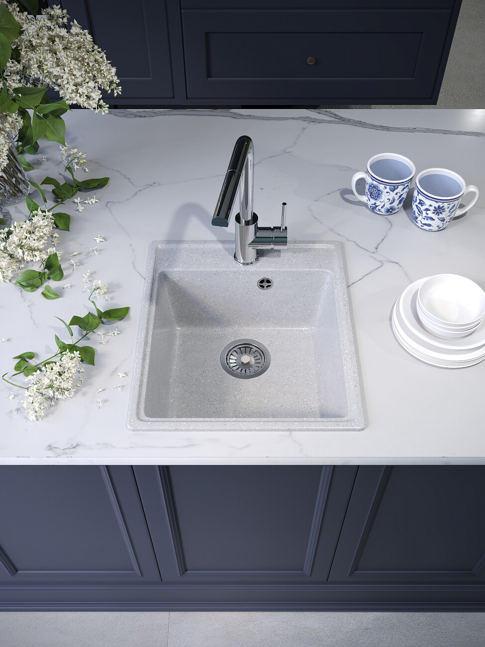 Мойка кухонная серая Domaci "Палермо" PR-425-003 - изображение 9