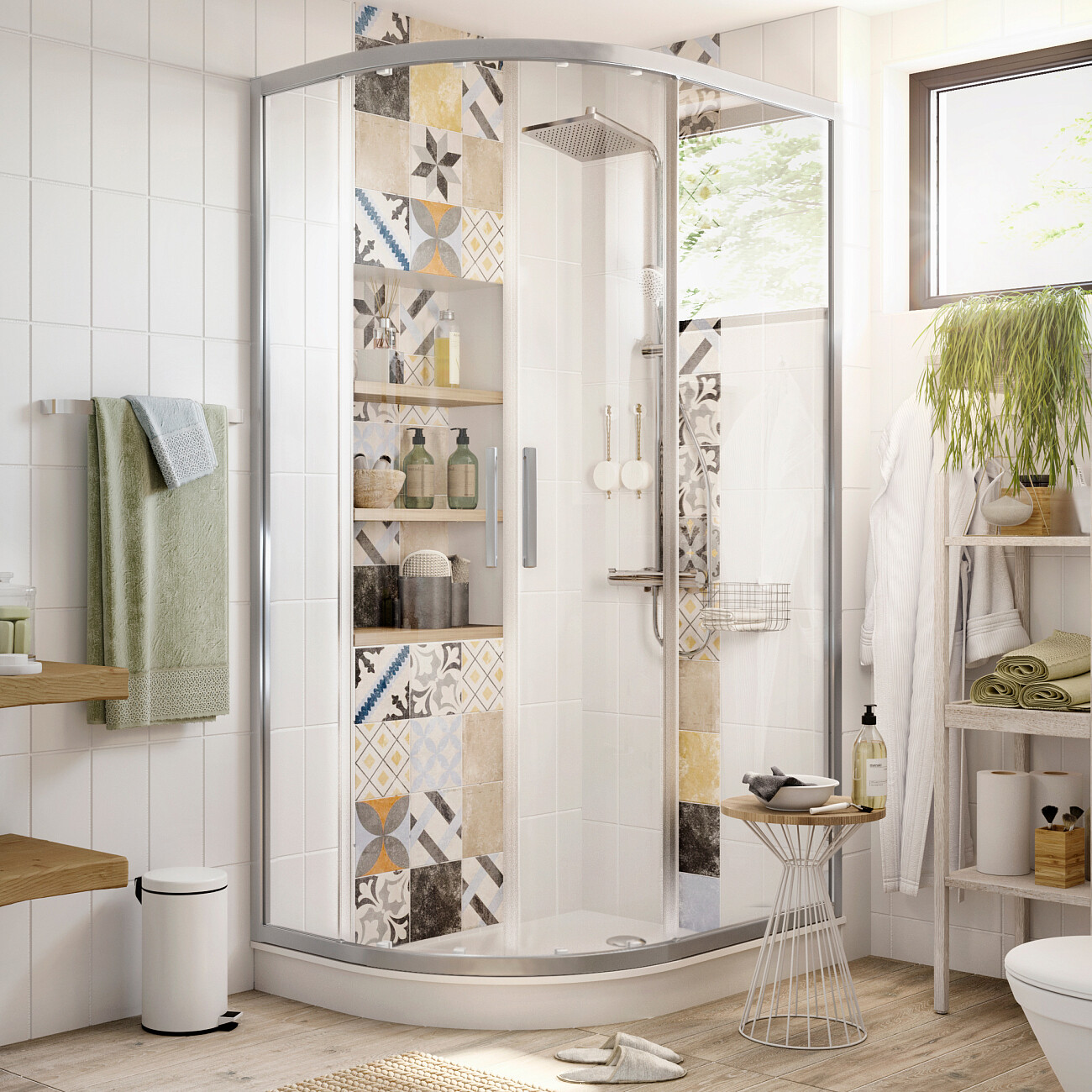 Душевой уголок ассиметричный 80х110 см хром Stworki "Лунд" 3GW004TTKK000 - изображение 2