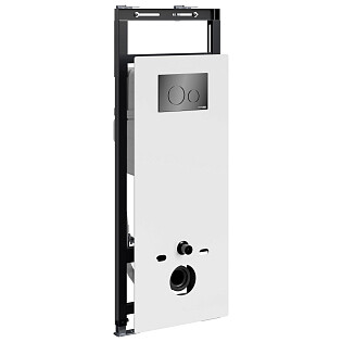 Инсталляция для подвесного унитаза с черной глянцевой кнопкой Wasserkraft Salm 27TLT.010.ME.WH.PB02