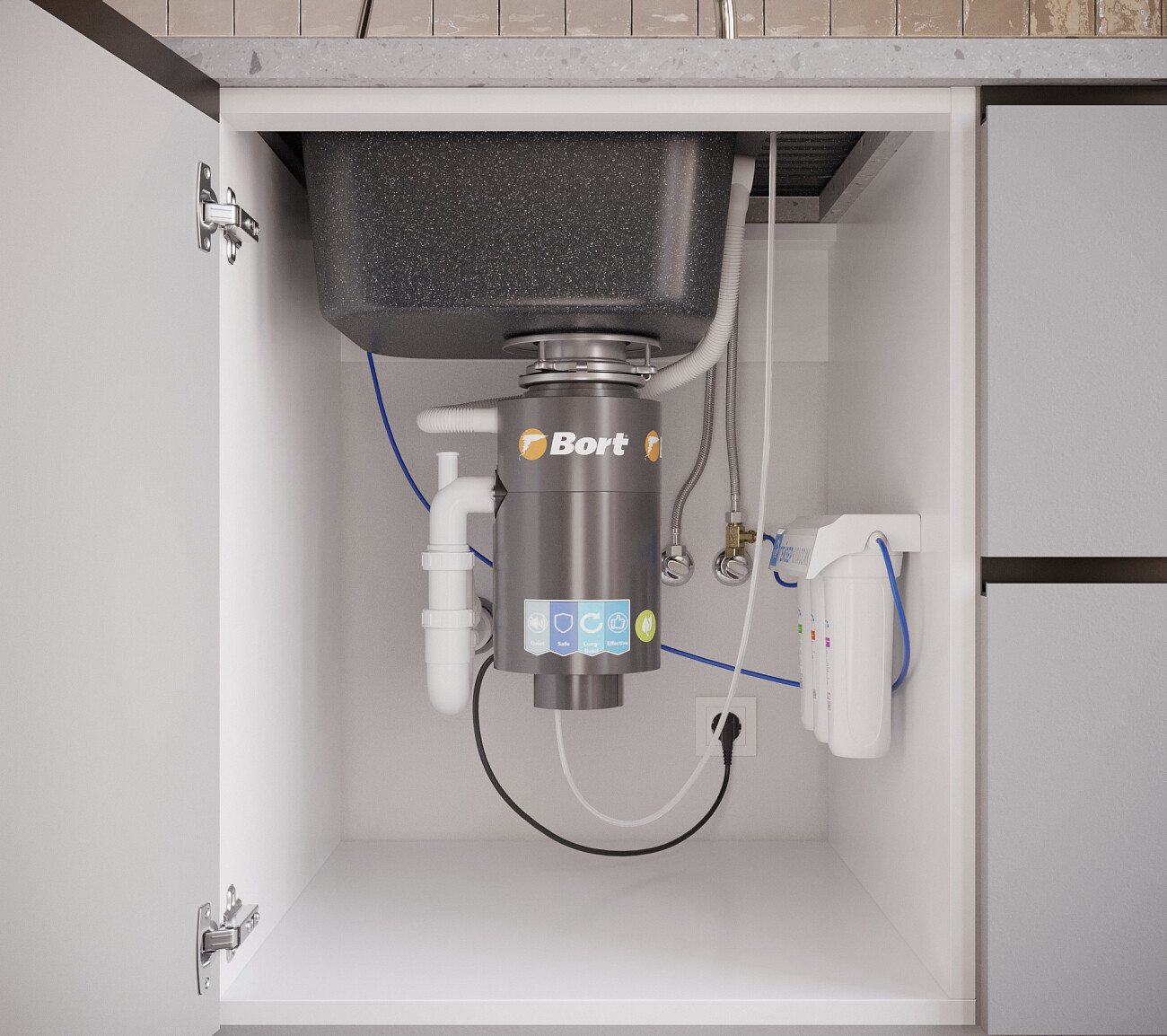 Мойка кухонная черная Domaci "Бьелла" DMC-13-308 - изображение 8