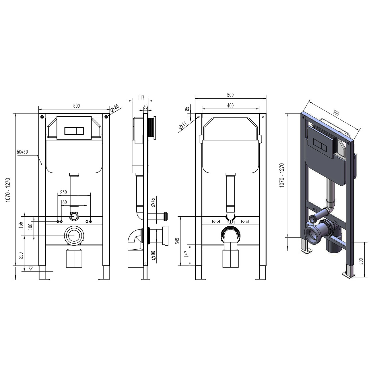 Инсталляция для унитаза скрытого монтажа D&K DI8050127 - изображение 2