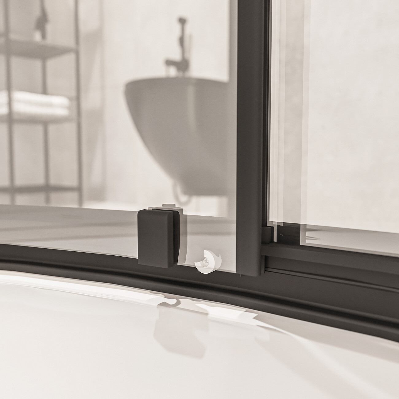 Душевая кабина четверть круга с высоким поддоном 90х90 см черный Stworki "Хельсинки" HWHC-401А-090BT - изображение 9