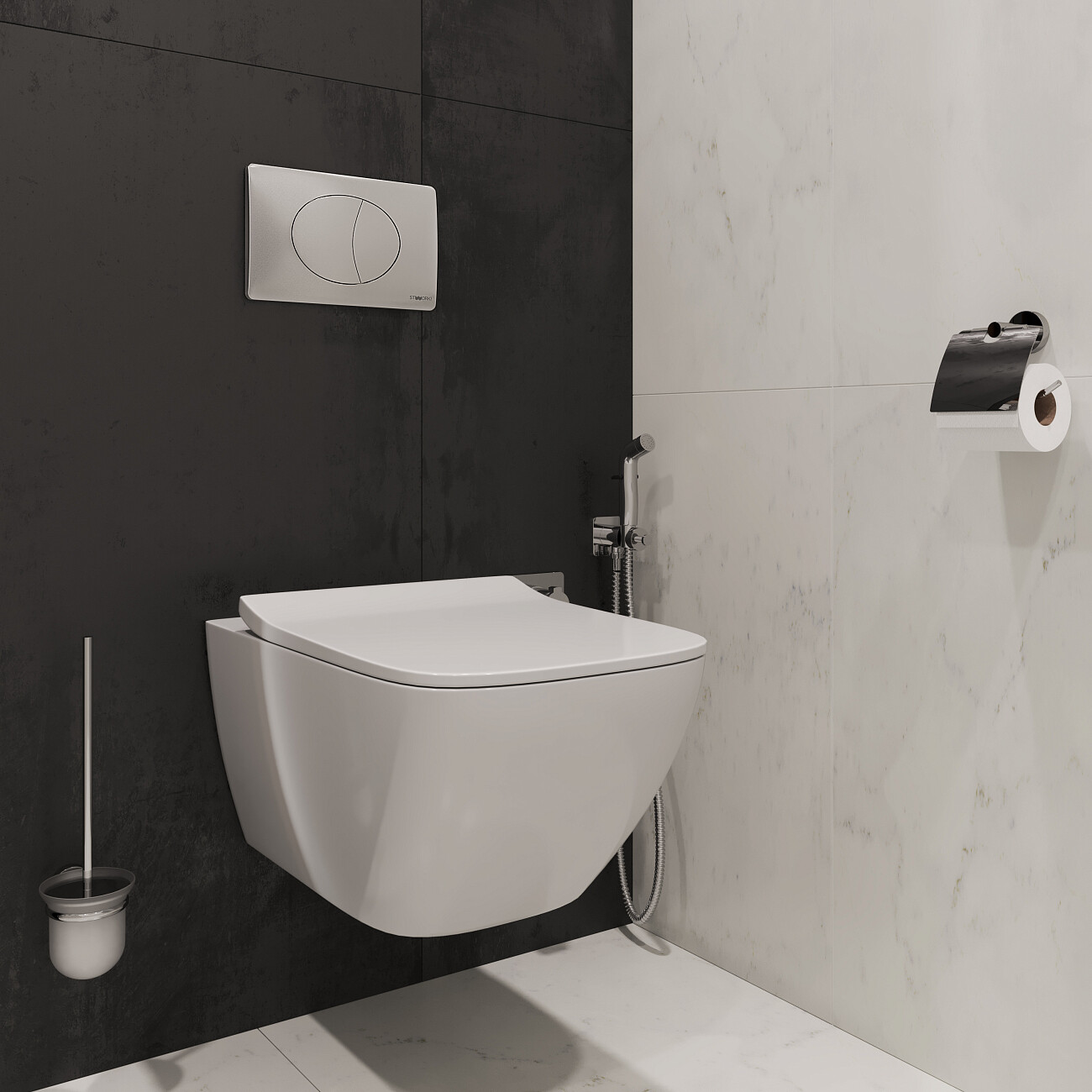 Кнопка смыва хром матовый Stworki 230823 - изображение 2