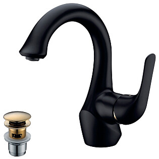Смеситель для раковины черный, золото Lemark Swan LM5406BG