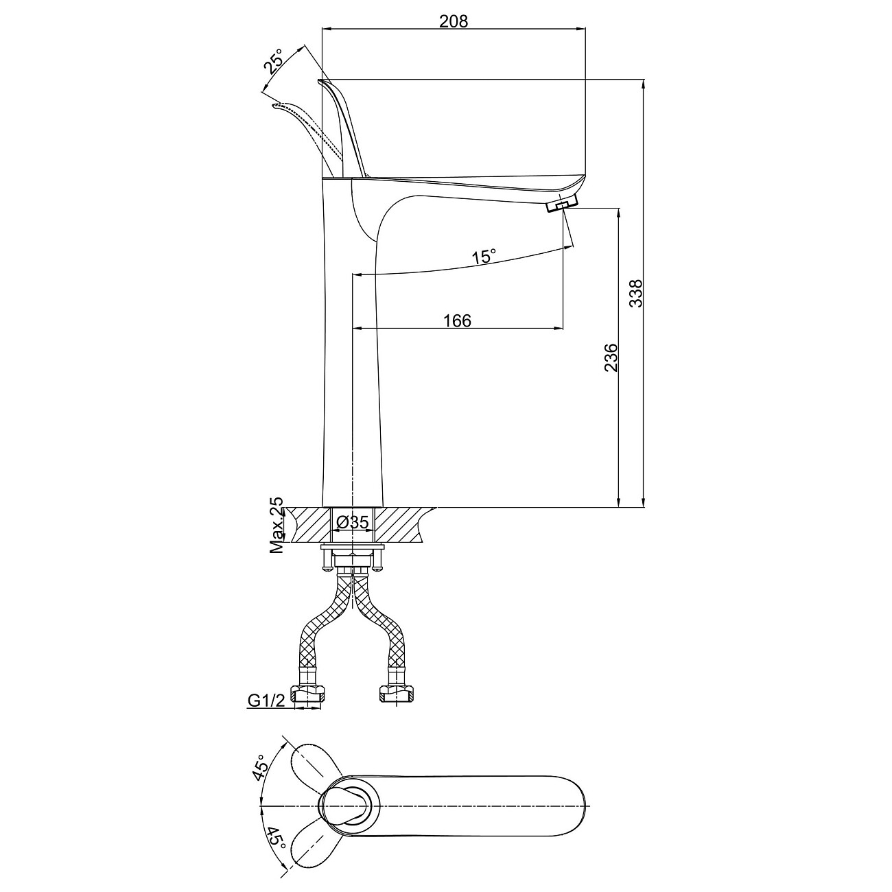 Смеситель для раковины однорычажный белый D&K Venice Baciano DA1032056 - изображение 2