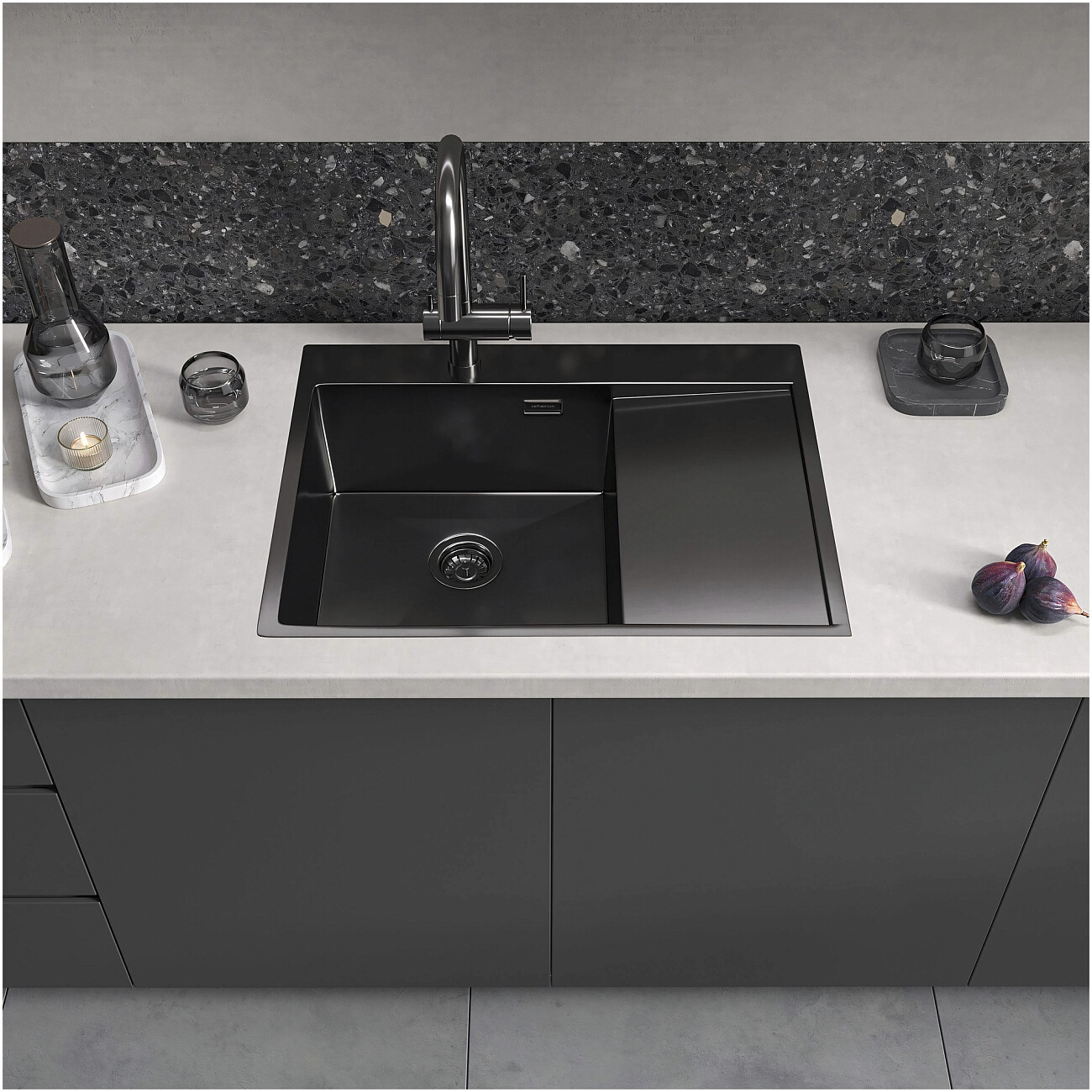 Кухонная мойка из нержавеющей стали 50х65 см оружейная сталь Reflexion Maggiore RX2365BL - изображение 8