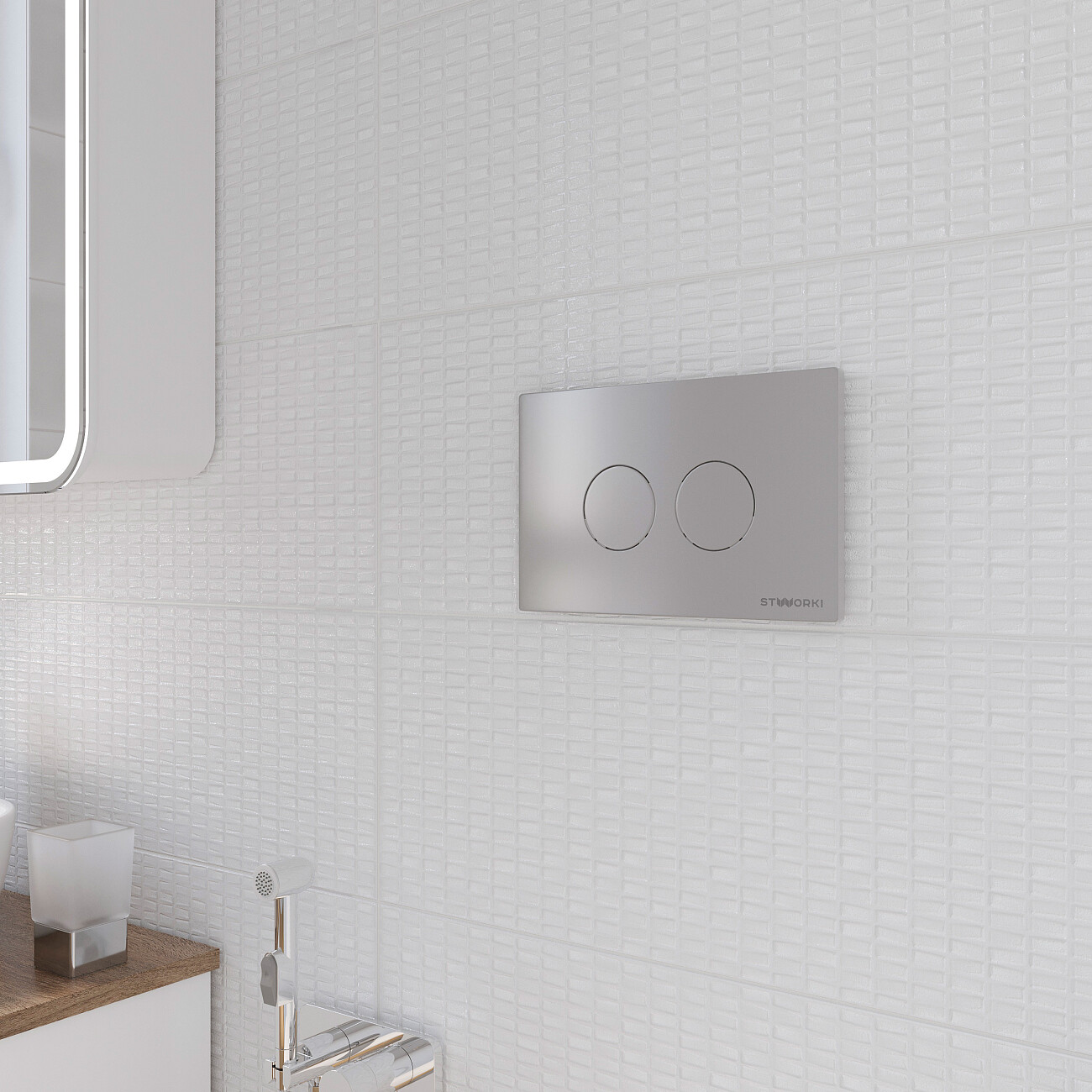 Кнопка смыва хром матовая Stworki "Хельсинки" 500473 - изображение 3