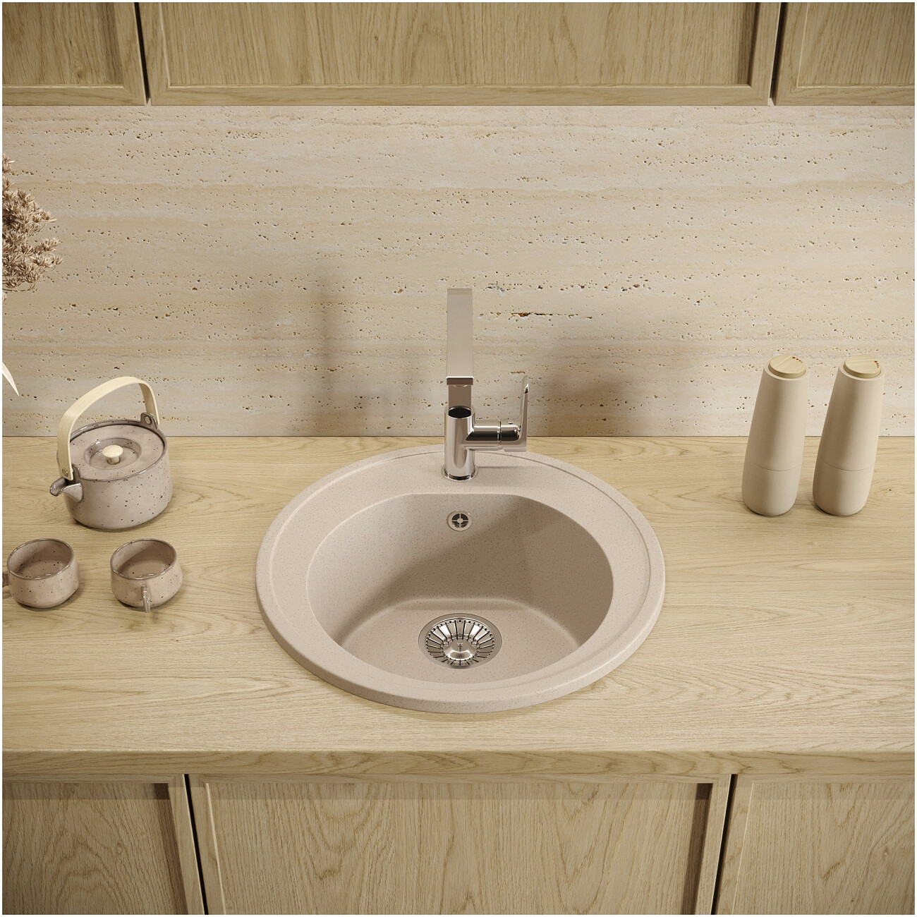 Мойка кухонная бежевая Domaci "Болонья" М-03-003 - изображение 7