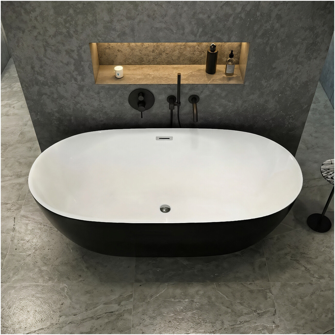 Ванна акриловая отдельностоящая черная матовая Ceruttispa Skye 170 GMB CT10877 - изображение 2
