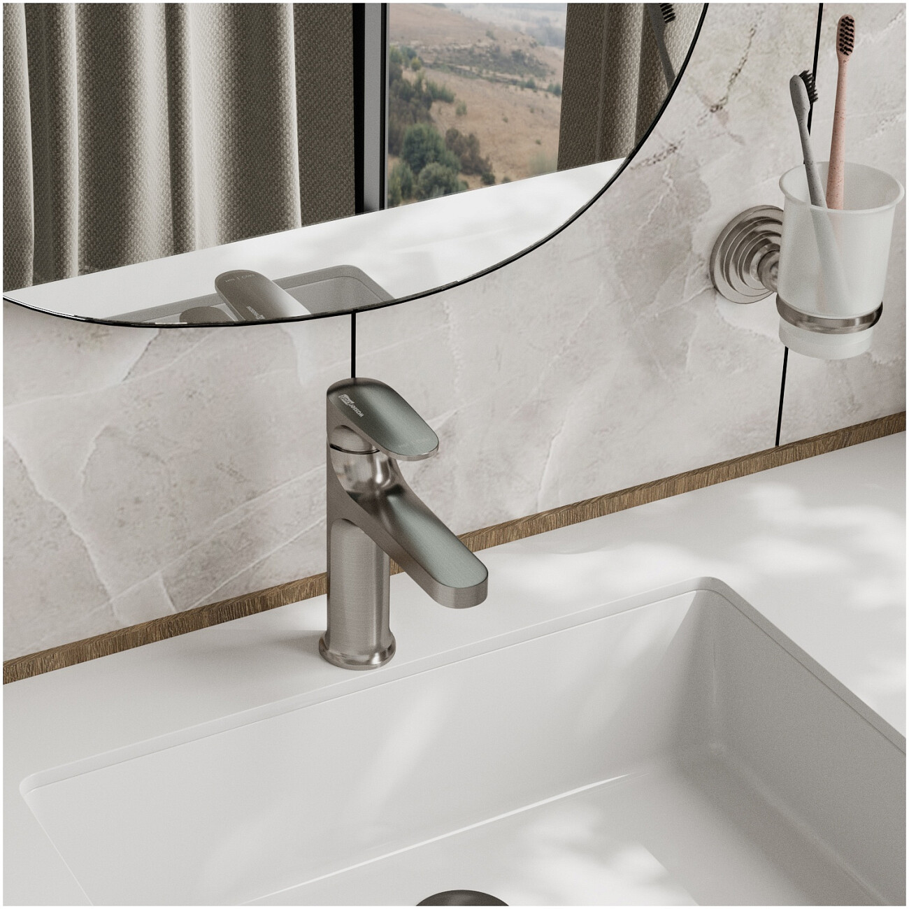 Смеситель для раковины из латуни никель Wasserkraft 1403 - изображение 5