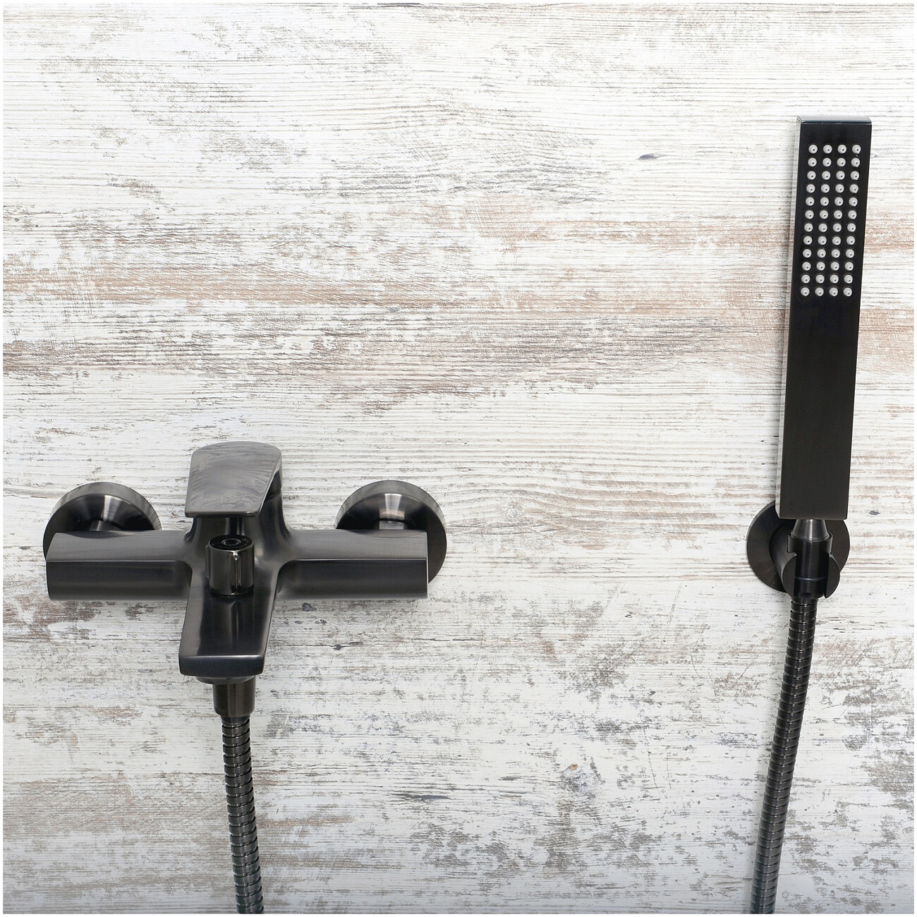 Душевой комплект с лейкой и коротким изливом оружейная сталь Wasserkraft Wiese 8401 - изображение 3