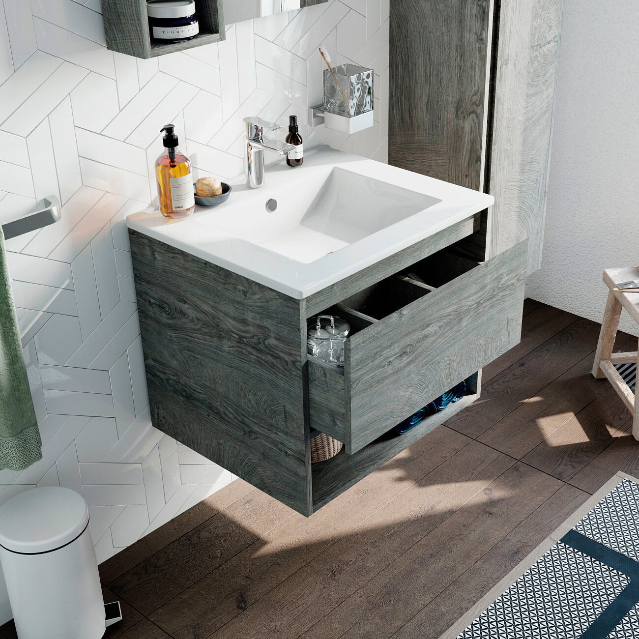 Раковина мебельная фарфоровая 70 см белая Quadro - изображение 5