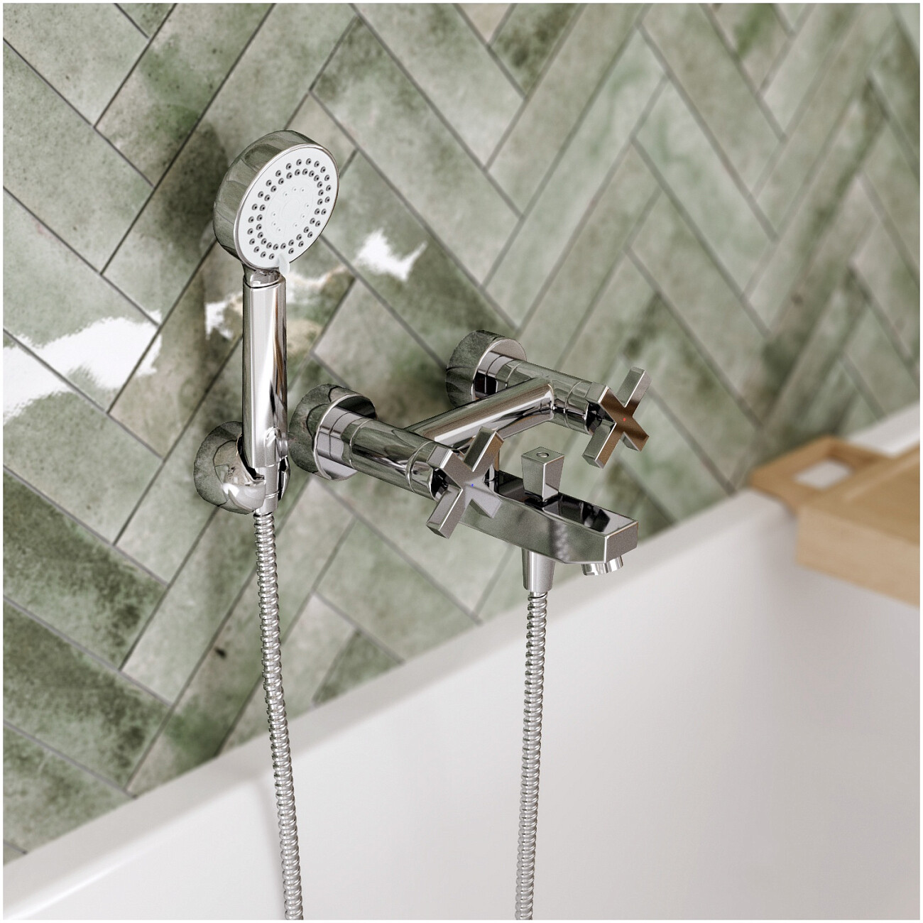 Душевой комплект с лейкой и коротким изливом хром Wasserkraft Weser 7801 - изображение 2