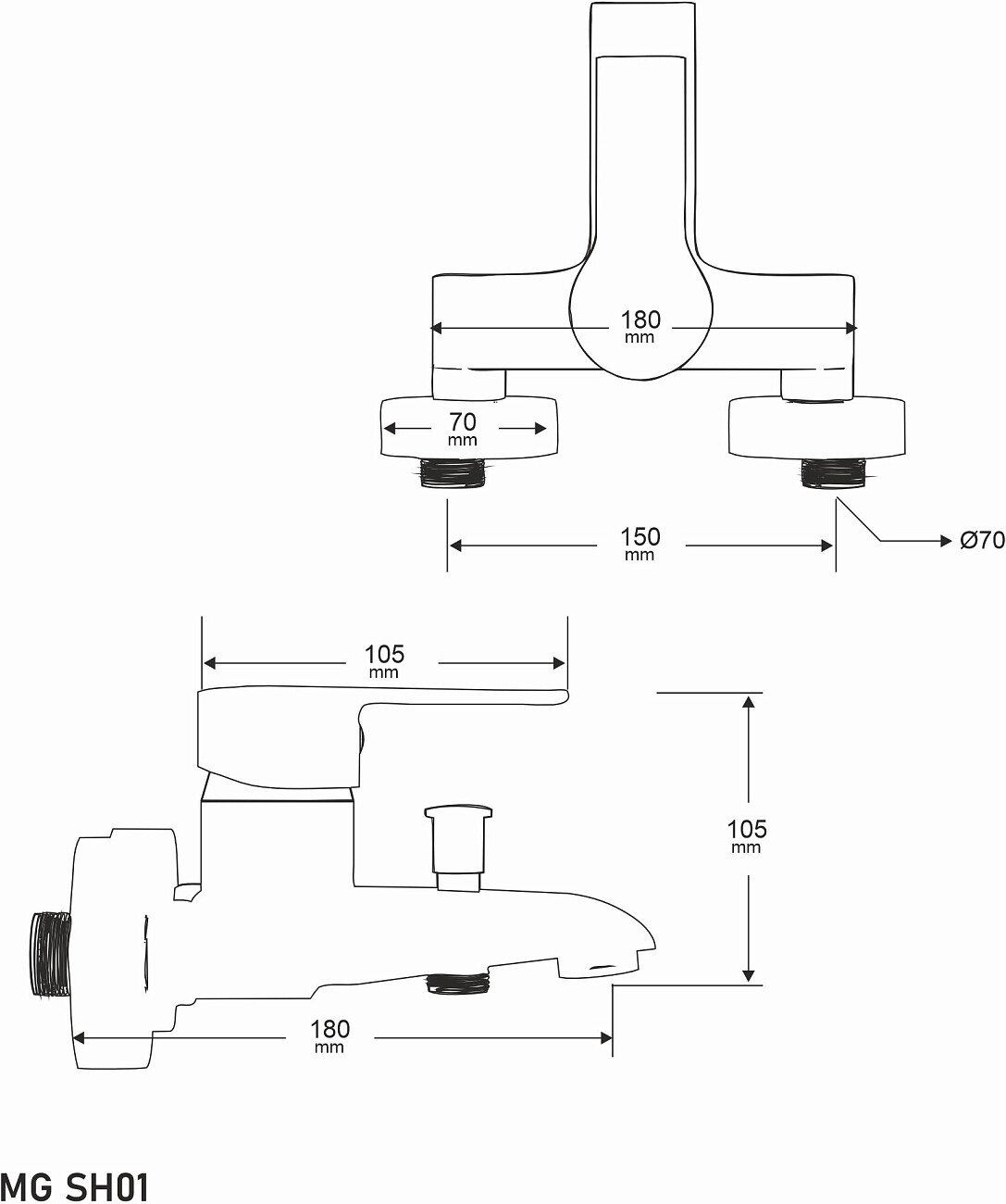 Смеситель для ванны с душем хром Mega Snow MG-SH01 - изображение 3