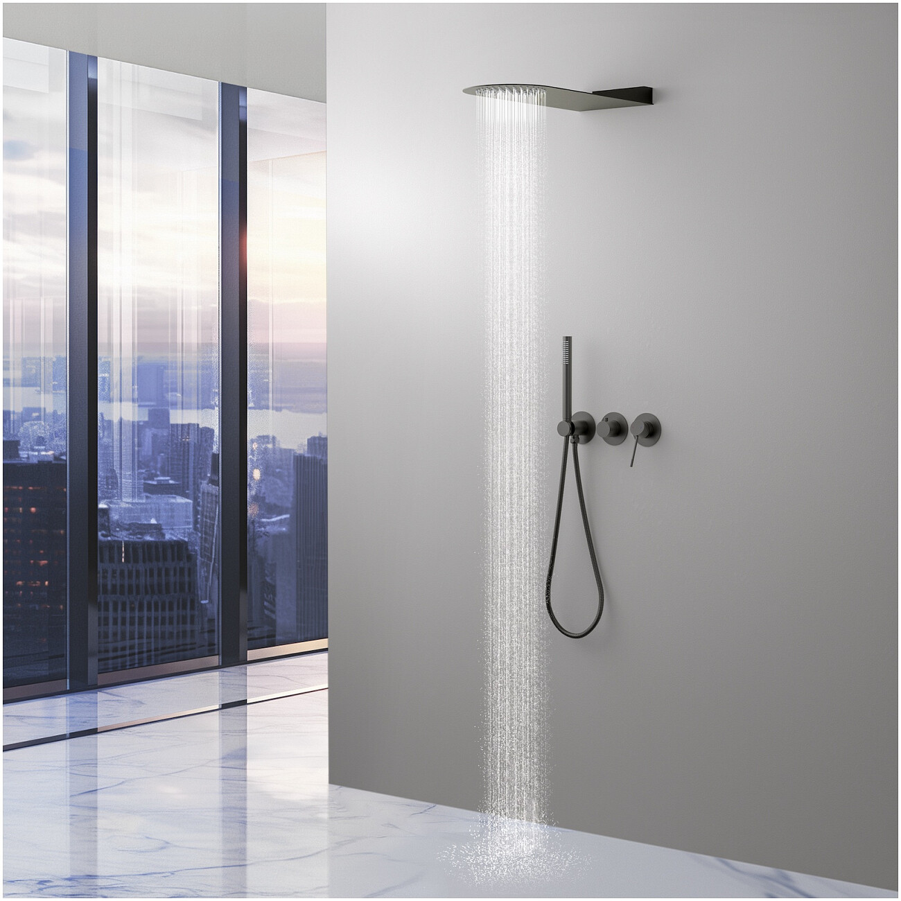 Душевой комплект встраиваемый с верхним душем черное золото Timo Saona SX-2340-18SM - изображение 3