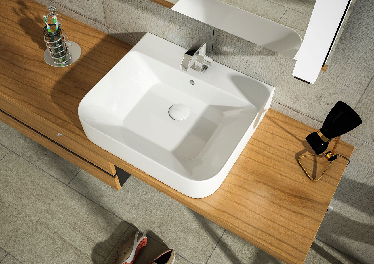 Раковина накладная керамическая прямоугольная 48х55 см белая Stworki 3054-KL - изображение 6