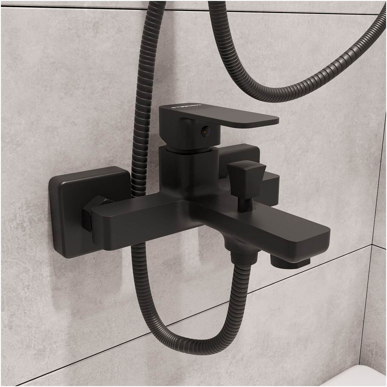 Смеситель для ванны с душем настенный черный Stworki "Мосс" S43100BK - изображение 5