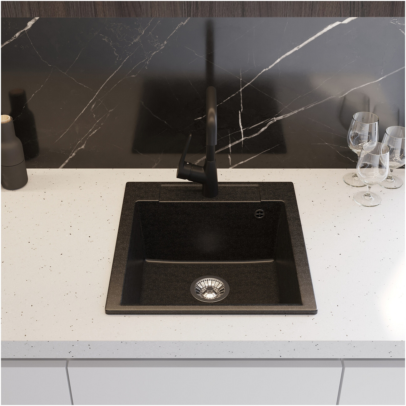 Мойка кухонная черная Domaci "Савона" PA 460 - изображение 4