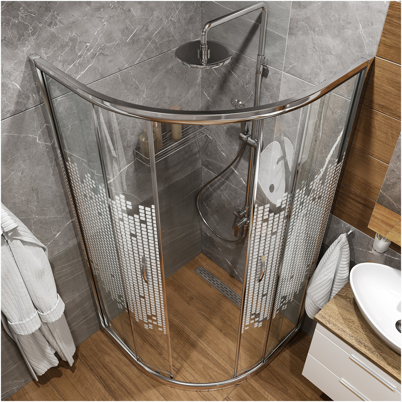 Душевой уголок четверть круга 90х90 см хром Diwo "Архангельск" DS-AR-90х90-CR - изображение 5