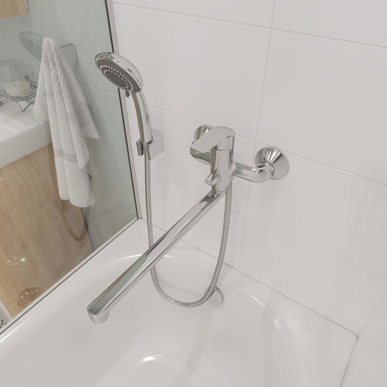 Смеситель универсальный однорычажный с душевым гарнитуром хром Diwo "Тула" TU-03cr - изображение 4