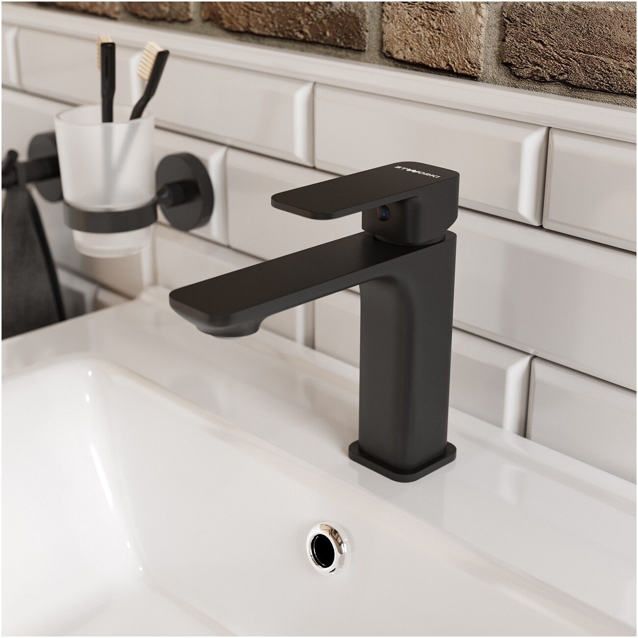 Смеситель для раковины однорычажный черный Stworki "Мосс" S43010BK - изображение 5