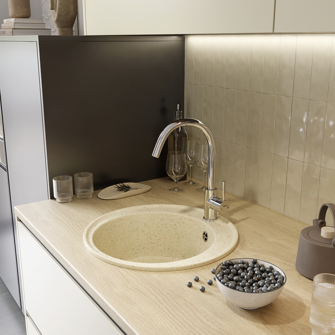 Мойка кухонная бежевая Domaci "Палермо" PR-475-002 - изображение 9