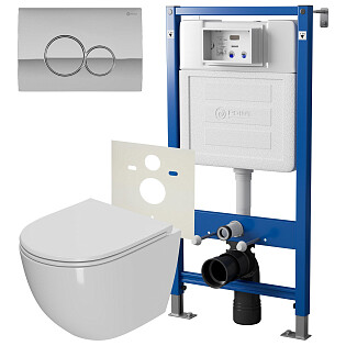 Унитаз с инсталляцией PN45120 и клавишей смыва белый, хром Point &quot;Афина. Виктория&quot; PN48049C