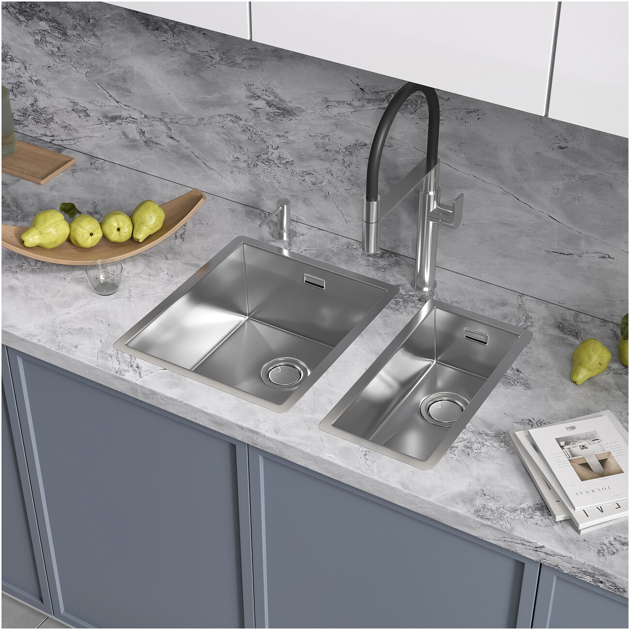 Дополнительная чаша для мойки из нержавеющей стали 44х22 см сталь Reflexion Como RX2022SS - изображение 9