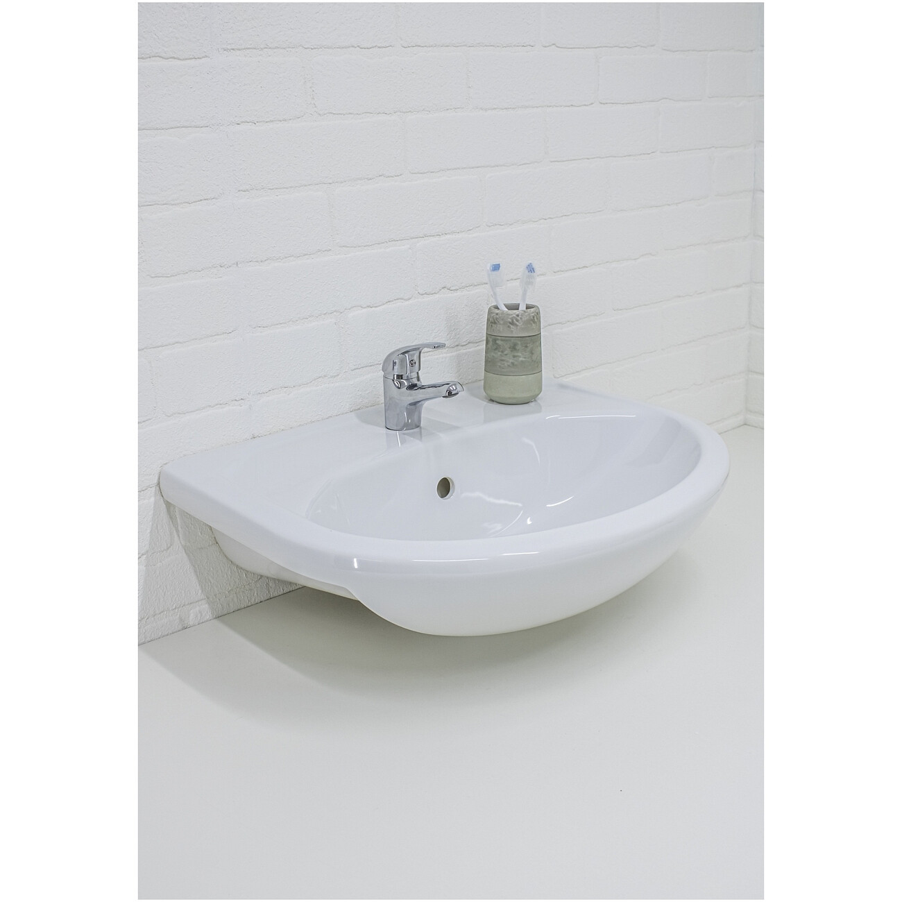 Раковина накладная фарфоровая полукруглая 45х56 см белая Универсал "Исеть-55" д8943 - изображение 4