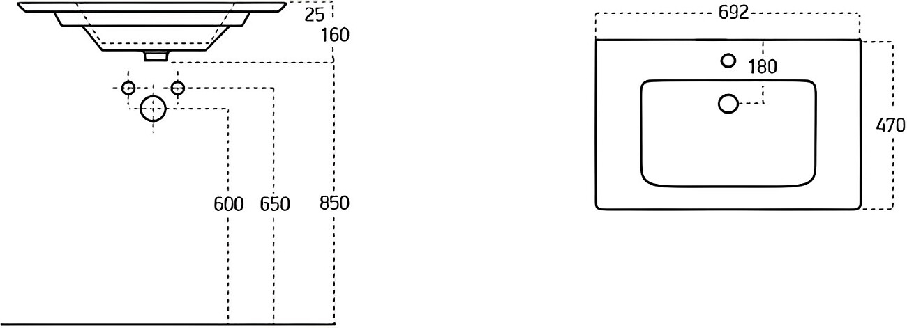 Раковина накладная керамическая прямоугольная 47х69 см белая Stworki "Мосс" 70 14070-KL - изображение 2