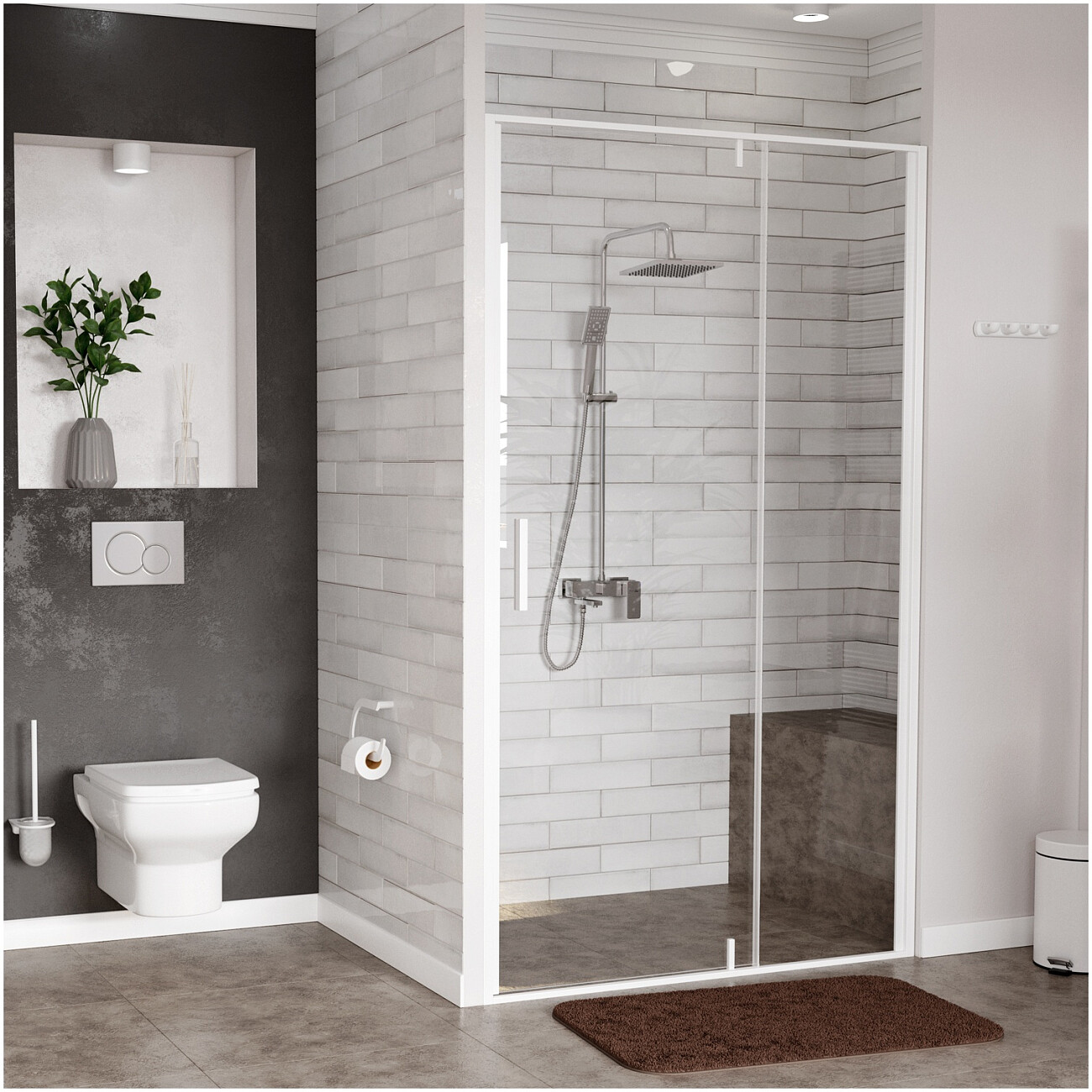 Душевая дверь распашная 120х200 см прозрачная, белая Wasserkraft Neime 19P05 - изображение 2