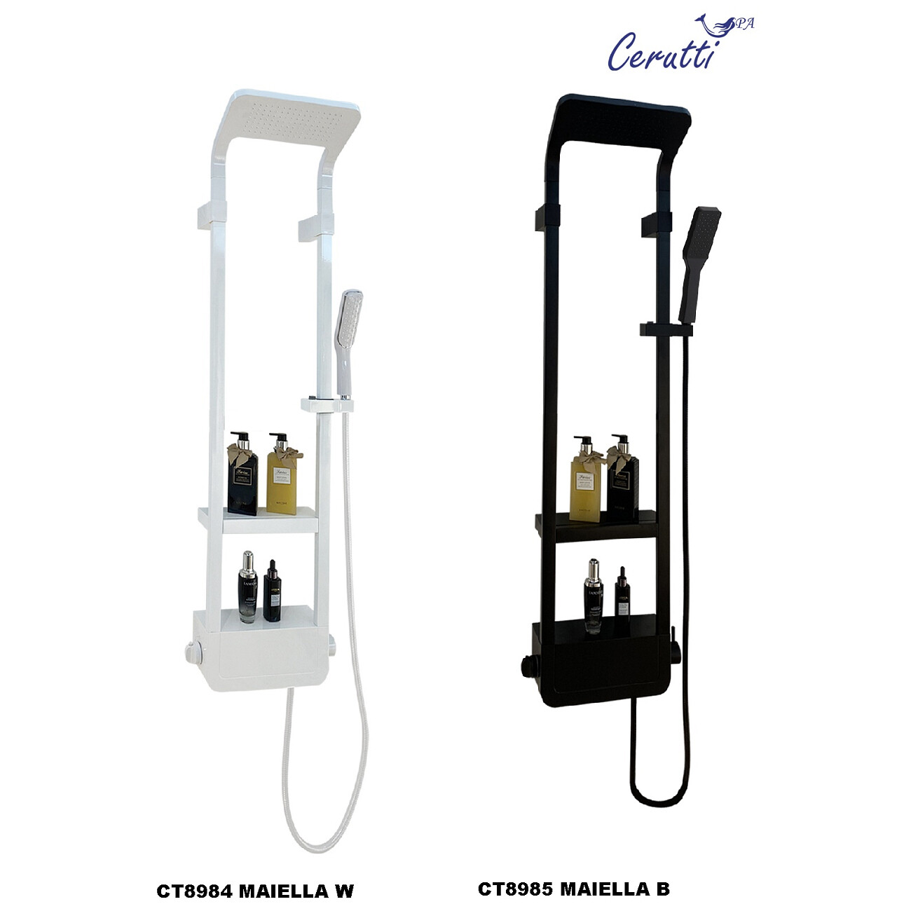 Душевая панель с тропическим душем 119х 30 см черная глянцевая Cerutti SPA Maiella B CT8985 - изображение 5