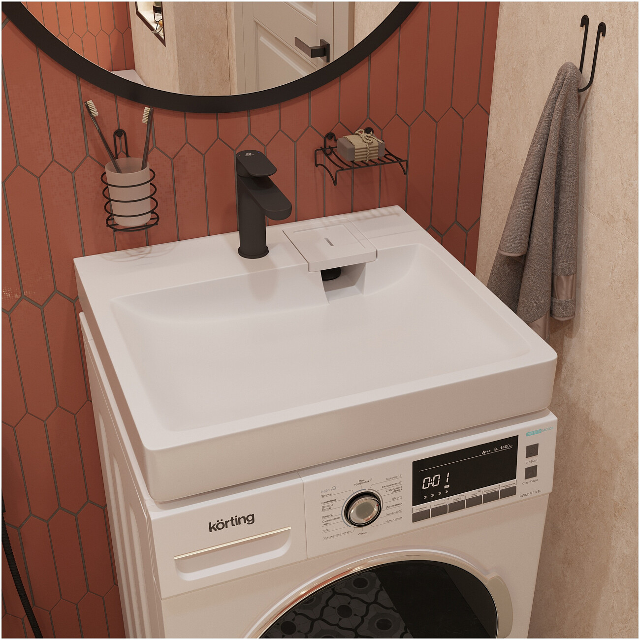 Раковина на стиральную машину 60х55 см белая Diwo "Коломна" RnDKA-60 - изображение 4