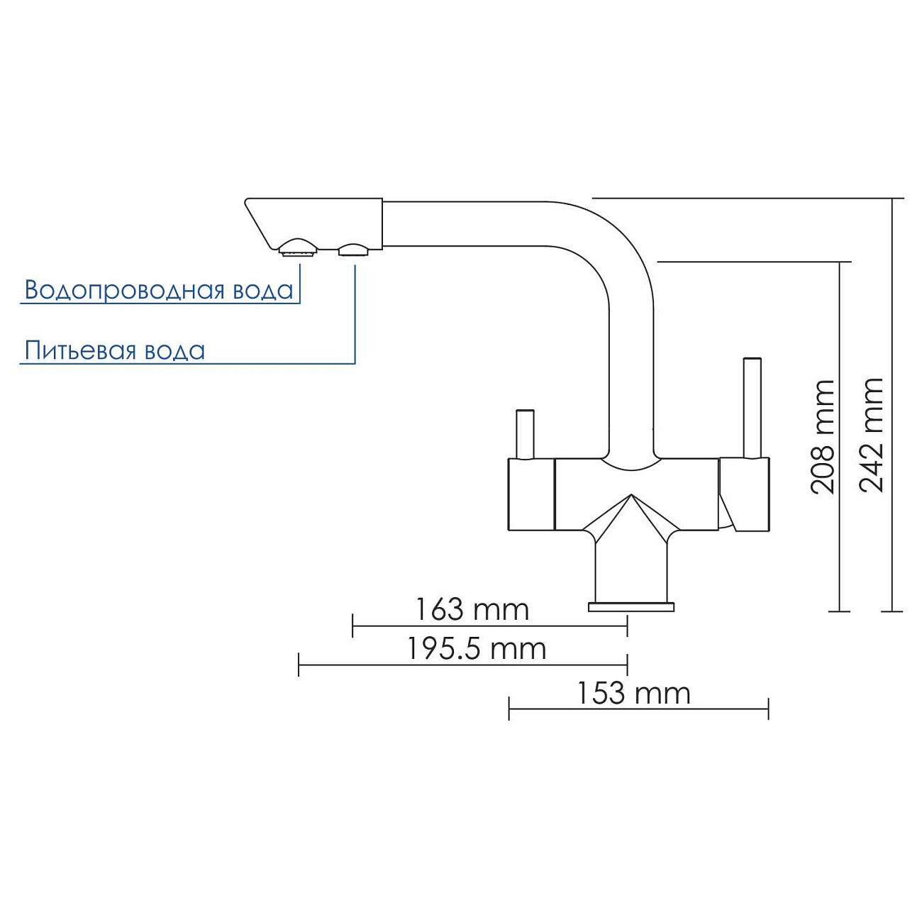 Смеситель для кухни под фильтр из латуни светлая бронза Wasserkraft A8037 - изображение 11